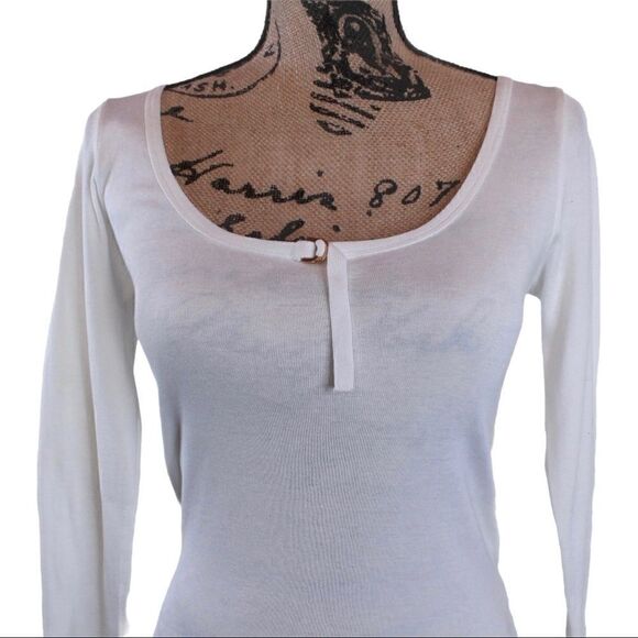 Ralph Lauren Black Label Scoop Neck Long Sleeve Top in White Size Large - Picture 2 of 8